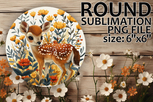 Keychain and Car Coaster with Deer Floral Pattern Sublimation afrosvg 