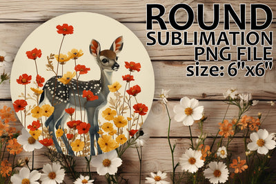 Keychain and Coaster Sublimation with Deer & Flowers Sublimation afrosvg 
