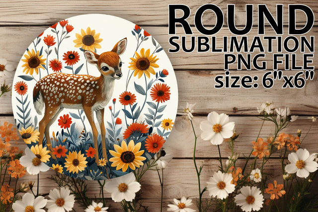 Keychain and Coaster Sublimation with Deer & Flowers Sublimation afrosvg 