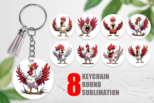 Keychain Angry Rooster Sublimation artnoy 