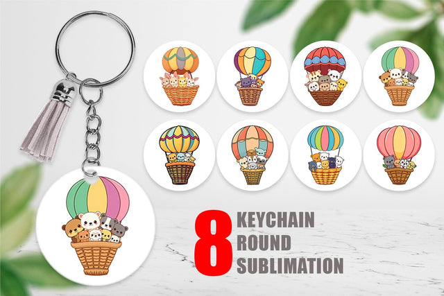 Keychain Animal Hot Air Balloon Sublimation artnoy 