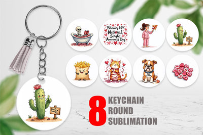 Keychain Anti-Valentine's Sassy Singles Watercolor Sublimation artnoy 