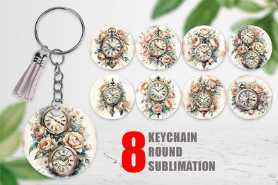 Keychain Antique Clock Sublimation artnoy 