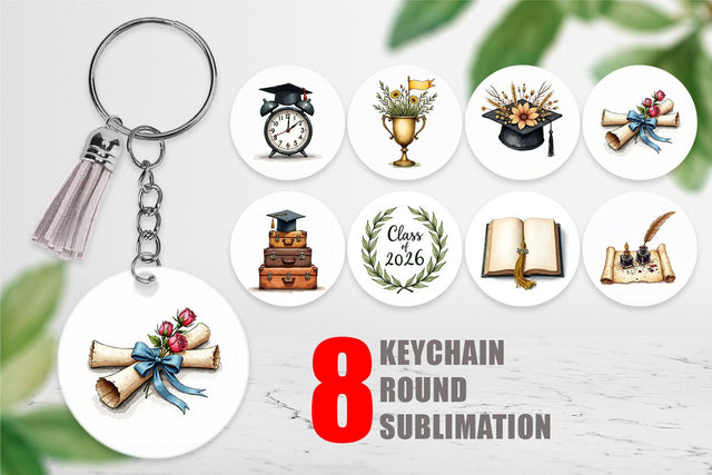 Keychain Antique Floral Graduation Elements & Scrolls Sublimation artnoy 