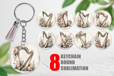 Keychain Antique Harp Sublimation artnoy 