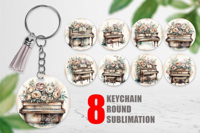 Keychain Antique Piano Sublimation artnoy 