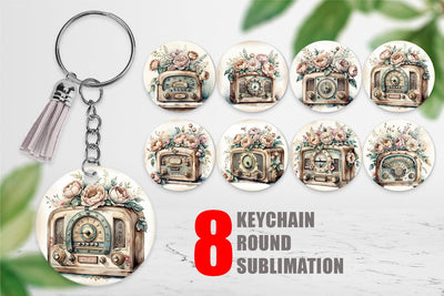 Keychain Antique Radio Sublimation artnoy 