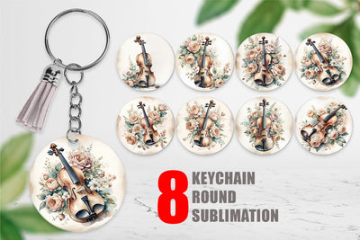 Keychain Antique Violin Sublimation artnoy 