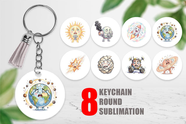 Keychain Anxious Space Rocket and Planet Sublimation artnoy 