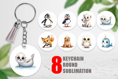Keychain Arctic Cuties Watercolor Sublimation artnoy 