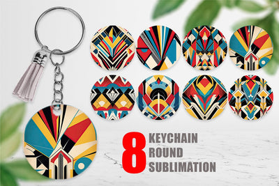 Keychain Art Deco Pattern Sublimation artnoy 