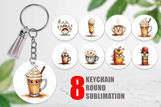 Keychain Autumn Beverages Sublimation artnoy 