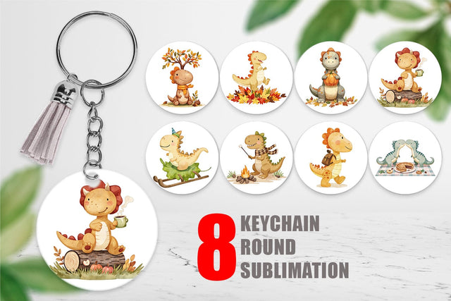Keychain Autumn Dino Friends Sublimation artnoy 