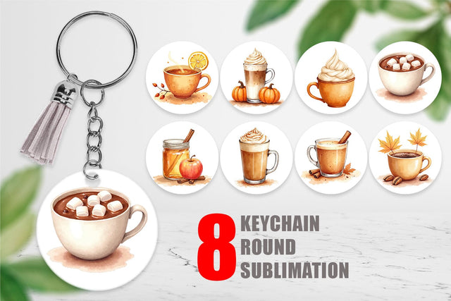 Keychain Autumn Drinks Sublimation artnoy 