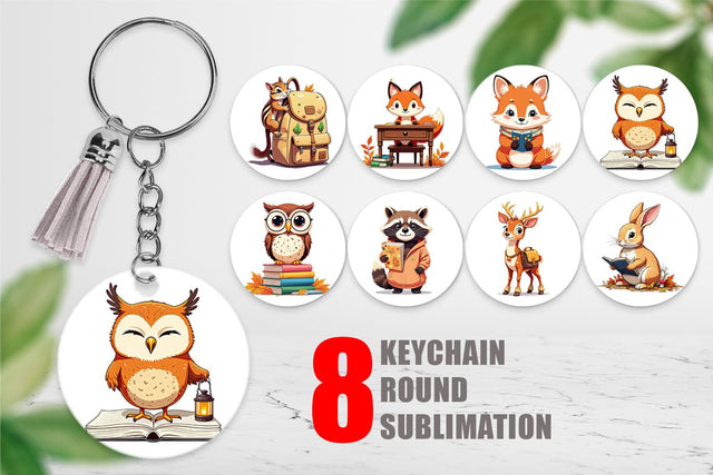 Keychain Autumn Forest School Sublimation artnoy 