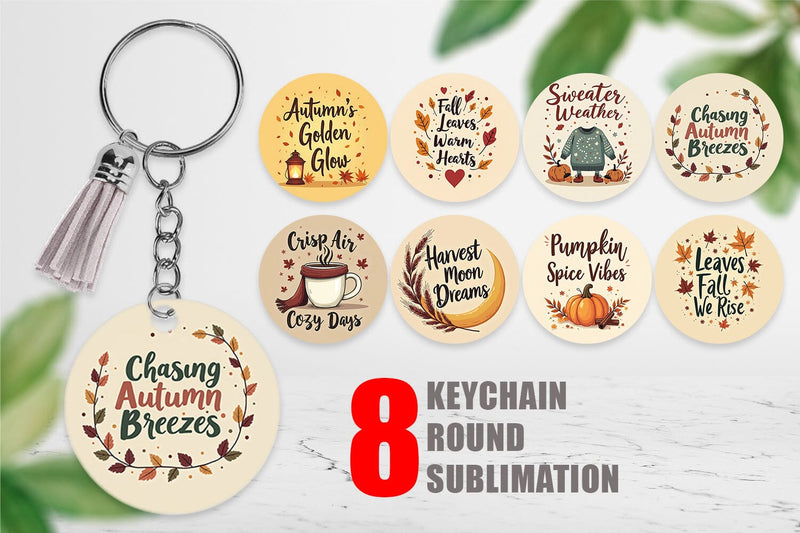 Keychain Autumn Glow Quotes Sublimation artnoy 