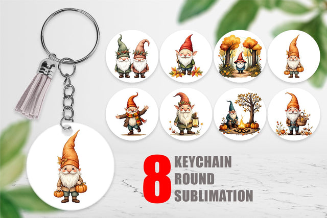 Keychain Autumn Gnome Friends Sublimation artnoy 