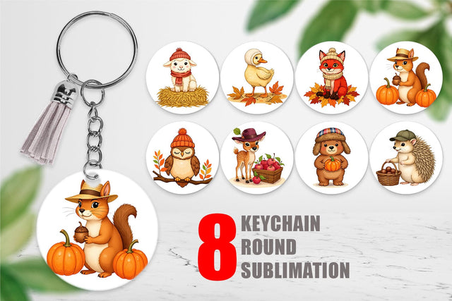Keychain Autumn Hat Critters Sublimation artnoy 
