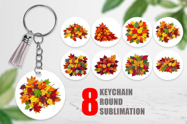 Keychain Autumn Leaves Sublimation artnoy 