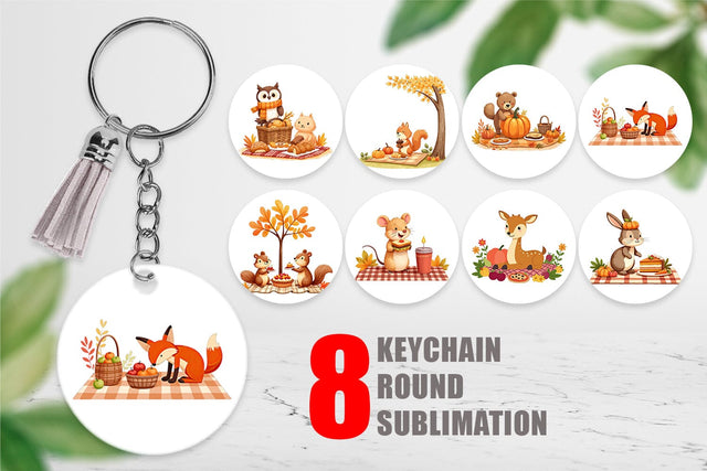 Keychain Autumn Picnic Animals Sublimation artnoy 