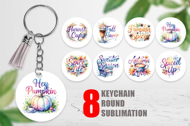 Keychain Autumn Pumpkin Spice Quotes Sublimation artnoy 