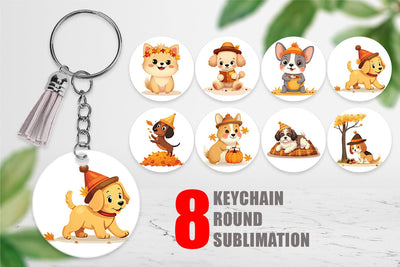 Keychain Autumn Puppy Parade Sublimation artnoy 