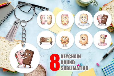 Keychain Awkward Ice Cream Date Watercolor Sublimation artnoy 