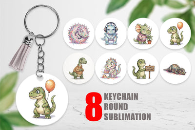 Keychain Awkward Introvert Dinosaur Sublimation artnoy 