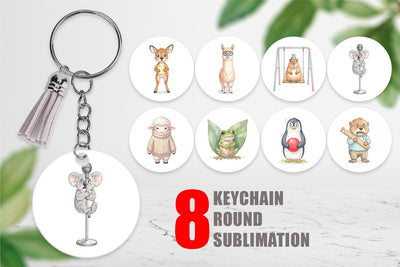 Keychain Awkward Recess Misfits Watercolor Sublimation artnoy 
