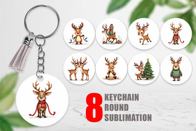 Keychain Awkward Reindeer Academy Sublimation artnoy 