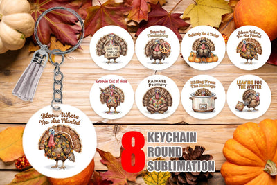 Keychain Awkward Turkey Retro Watercolor Sublimation artnoy 