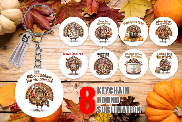 Keychain Awkward Turkey Retro Watercolor Sublimation artnoy 