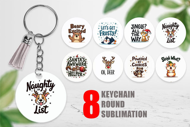 Keychain Awkwardly Festive Critters: Ugly Cute Animal Quotes Sublimation artnoy 