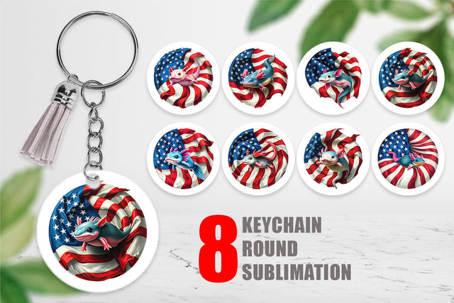 Keychain Axolotl 4th of July Sublimation artnoy 