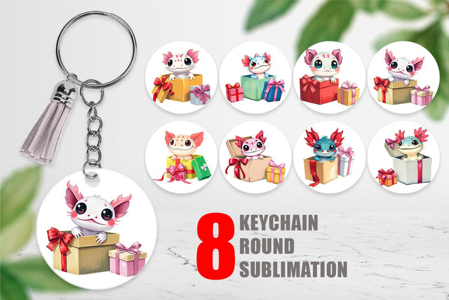 Keychain Axolotl Gift Sublimation artnoy 