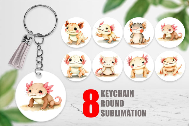 Keychain Axolotl Wildlife Sublimation artnoy 