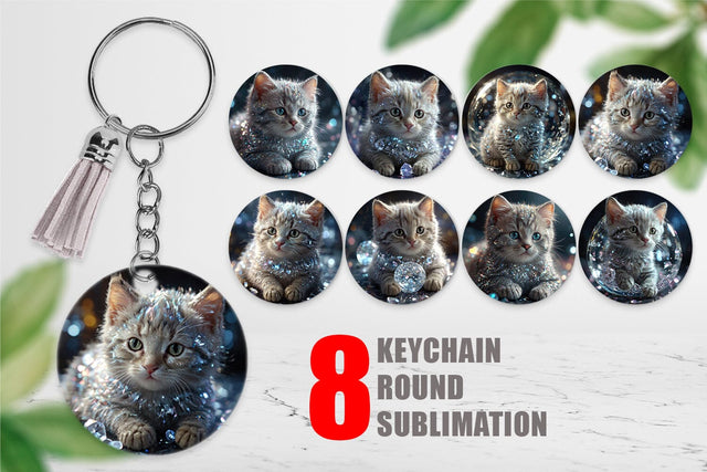 Keychain Baby Cat Glitter Sublimation artnoy 