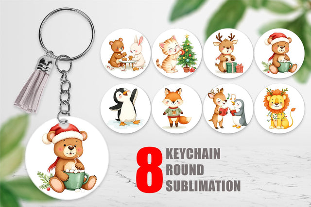 Keychain Baby Christmas Animals Sublimation artnoy 