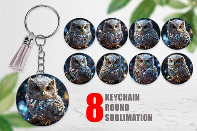 Keychain Baby Owl Glitter Sublimation artnoy 