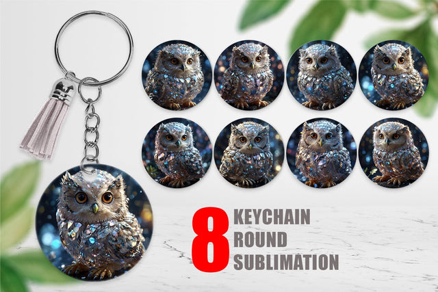 Keychain Baby Owl Glitter Sublimation artnoy 
