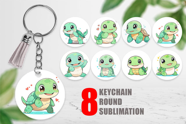 Keychain Baby Sea Turtle Sublimation artnoy 