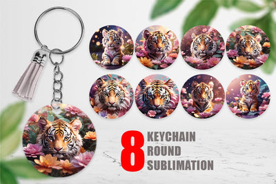 Keychain Baby Tiger and Flower Sublimation artnoy 