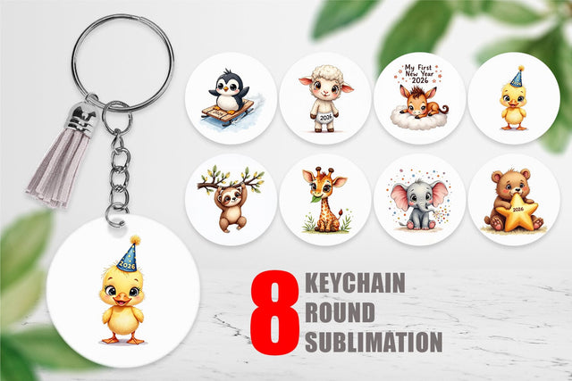 Keychain Baby's First New Year 2026 Sublimation artnoy 