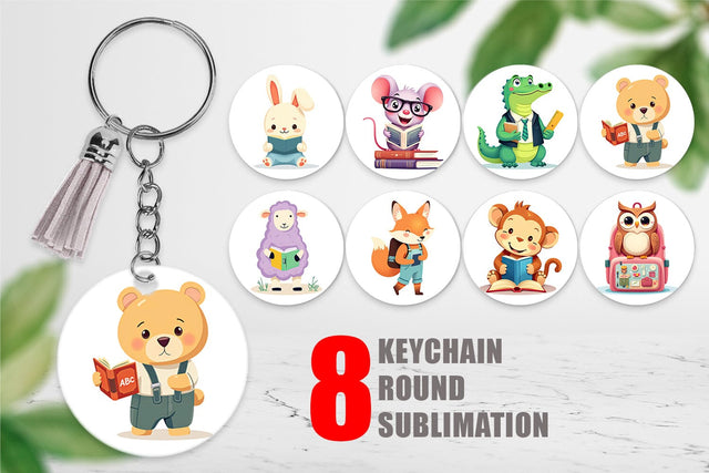 Keychain Back to School Animals Sublimation artnoy 