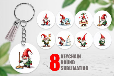 Keychain Bah Humbug Gnomes: A Sarcastic Watercolor Sublimation artnoy 