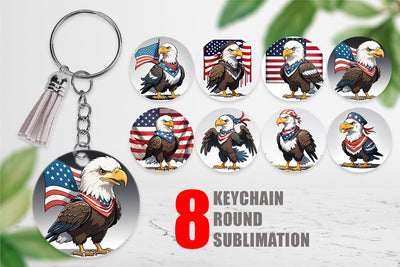 Keychain Bald Eagle 4th of July Sublimation artnoy 