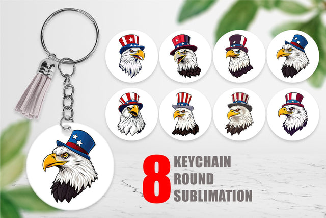 Keychain Bald Eagle Patriotic Sublimation artnoy 