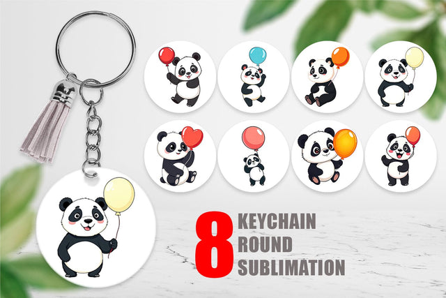 Keychain Balloon Panda Sublimation artnoy 