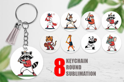 Keychain Baseball Animal Sublimation artnoy 