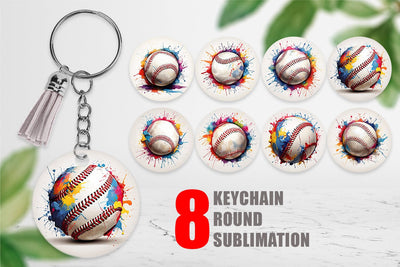 Keychain Baseball Paint Splashes Sublimation artnoy 